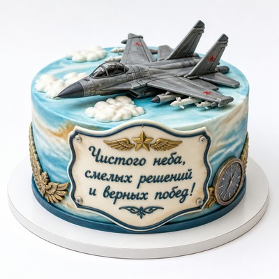 Торт нежный аппетитный и яркий торт для военного летчика - залог успешного торжества! с фигурной надписью