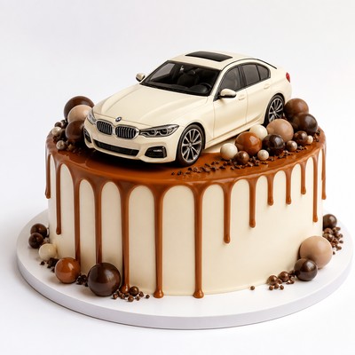Торт нежный bmw из мастики с карамельным drip