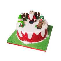 Торт Санта Клаус с оленем и снеговиком