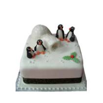Торт семья пингвинов в Новый год