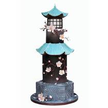 Торт Китайский домик с цветами сакуры