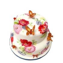 Торт Этюд в цветах с бабочками