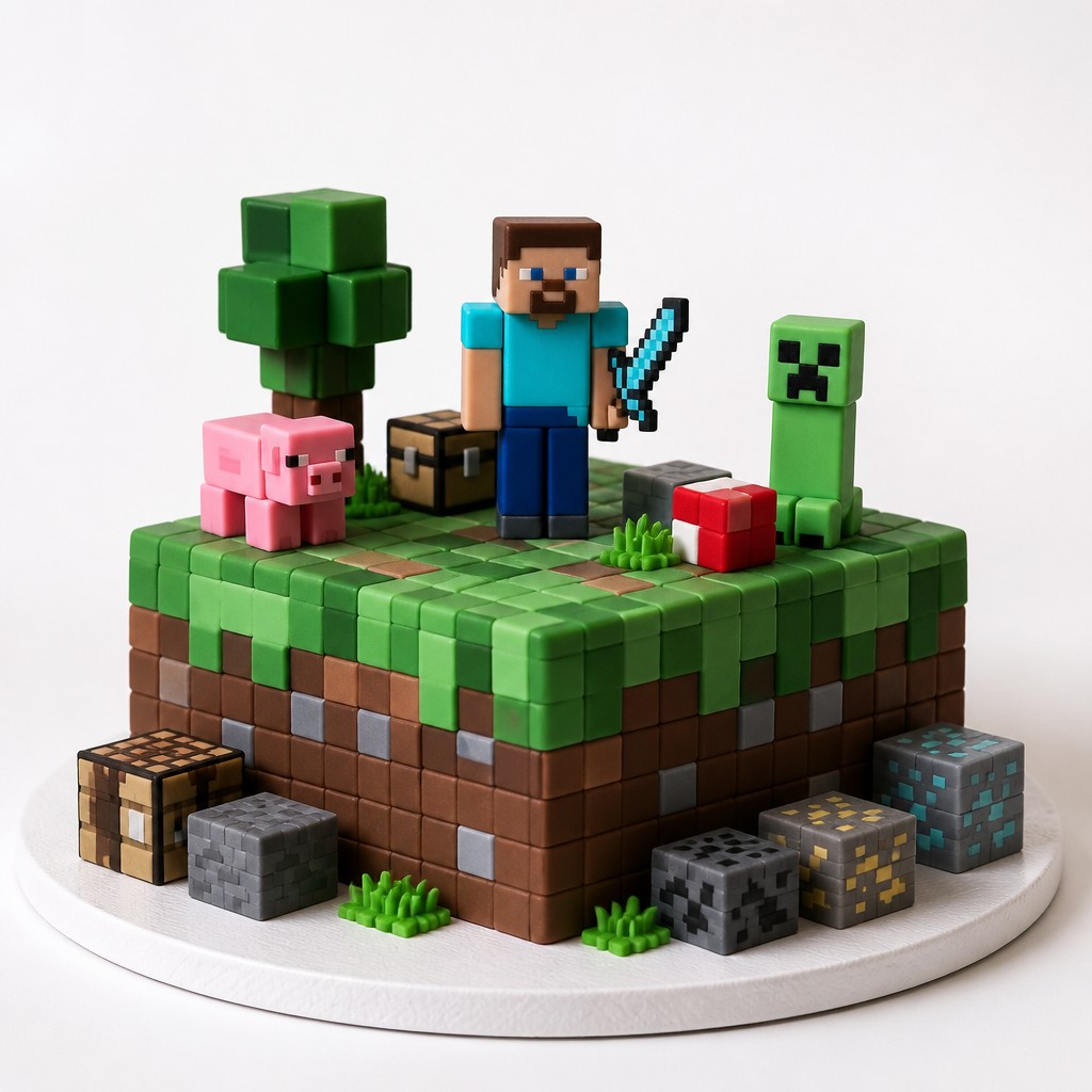 Торт Фототрт на день рожденье Minecraft