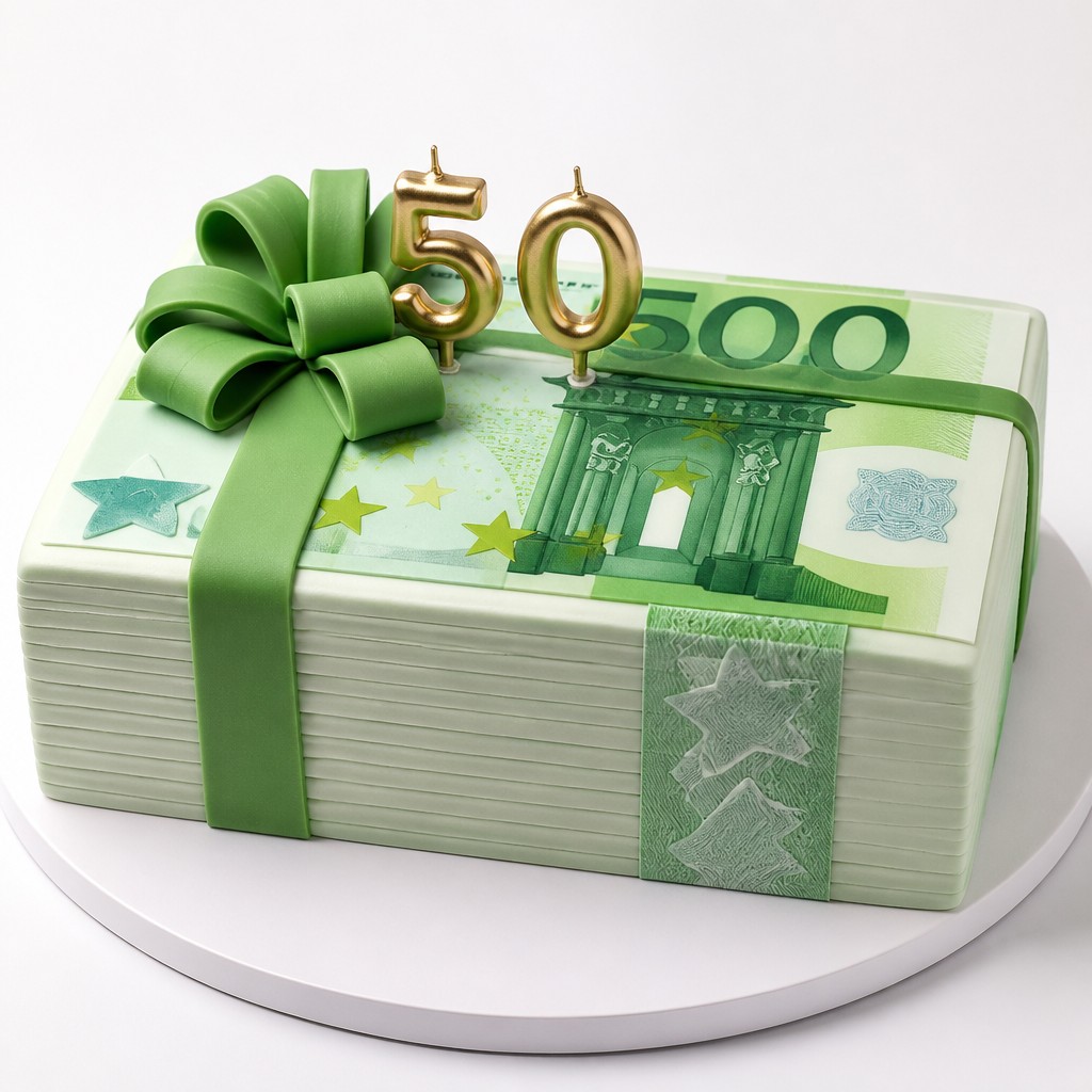 Торт с декором купюрами euro