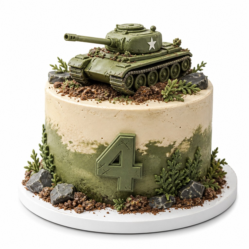 Торт именной для мальчика на 4 года World of Tanks