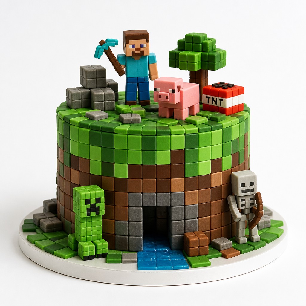 Торт именной герои minecraft
