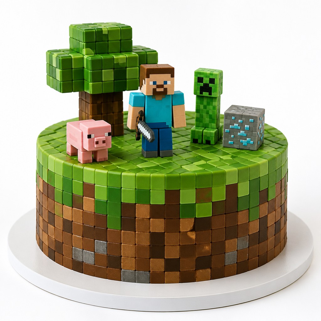 Торт именной по мотивам minecraft