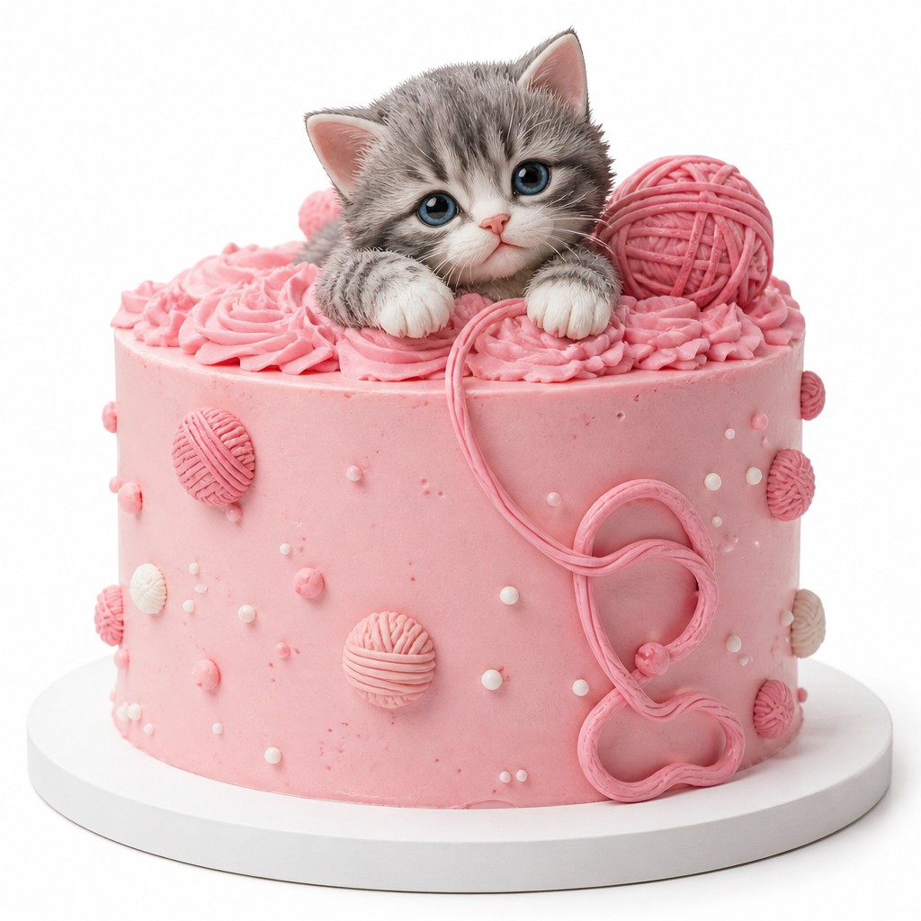Торт котенок с клубком