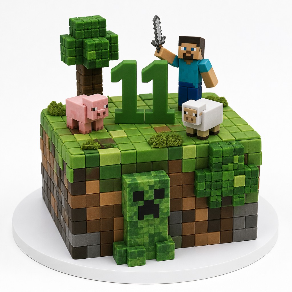 Торт на 11 лет для мальчика по мотивам Minecraft