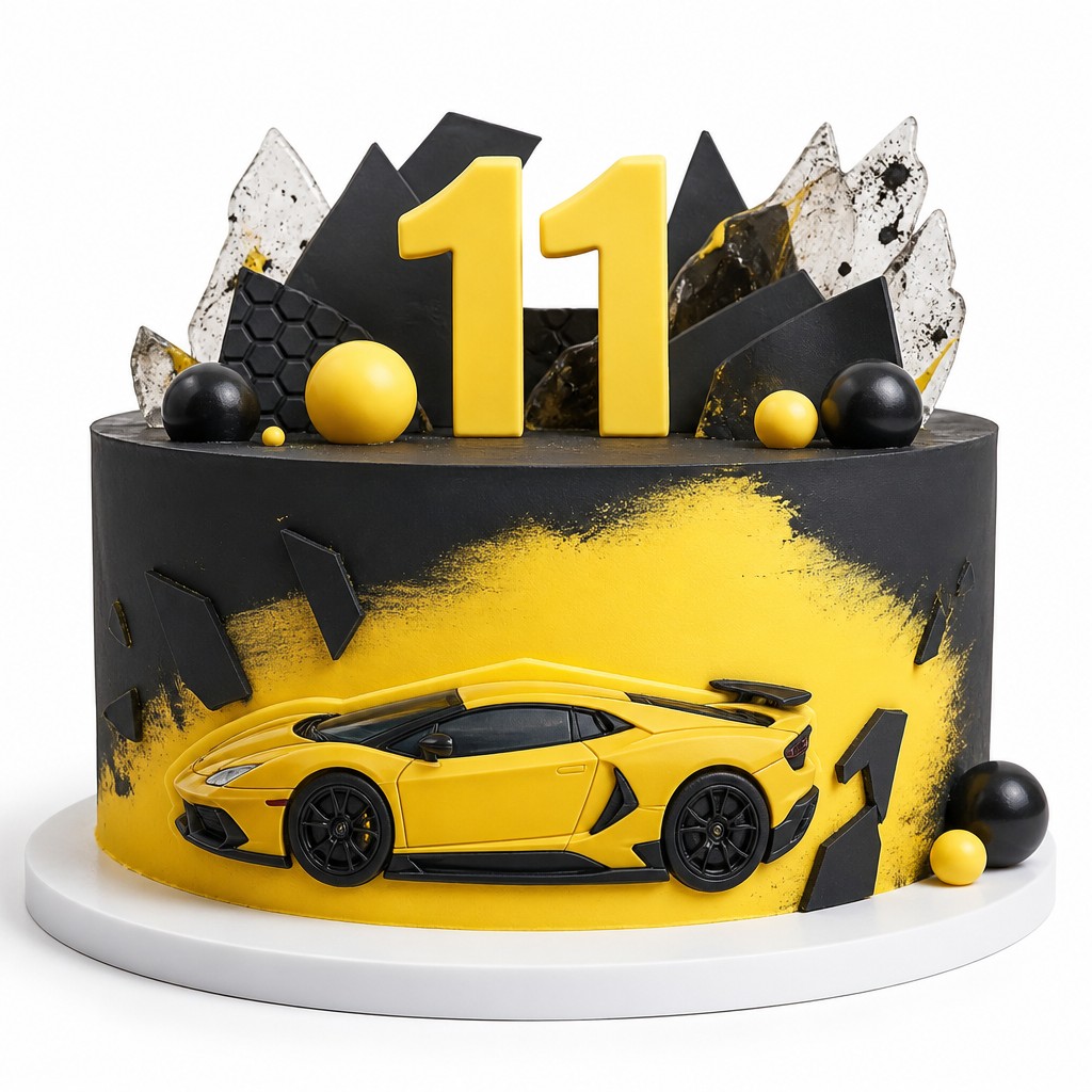 Торт на 11 лет желтое авто