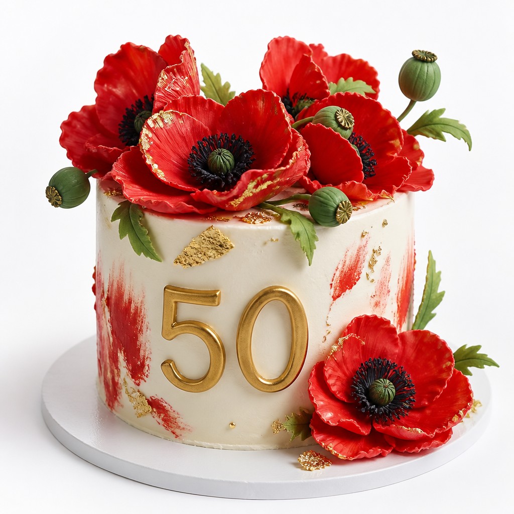 Торт на 50 лет с маками