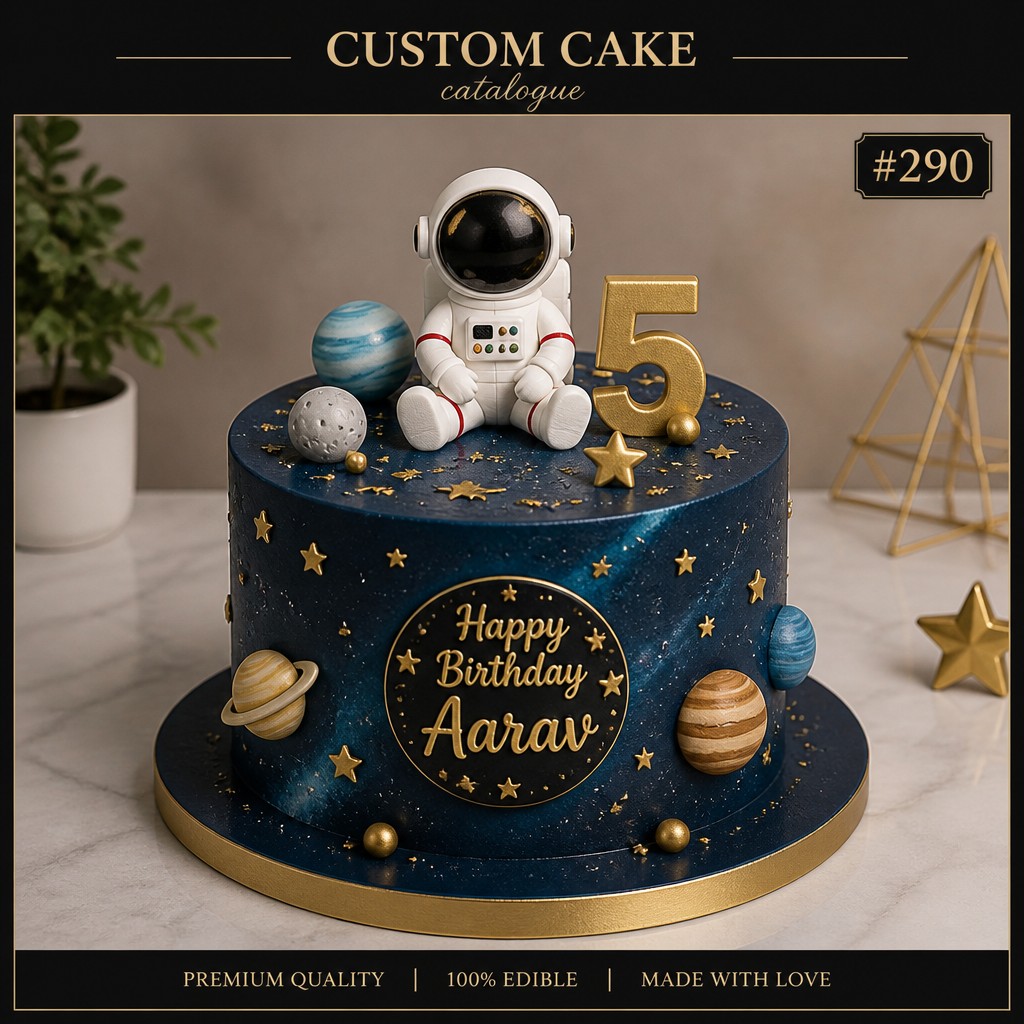 Космический торт с космонавтом и планетами