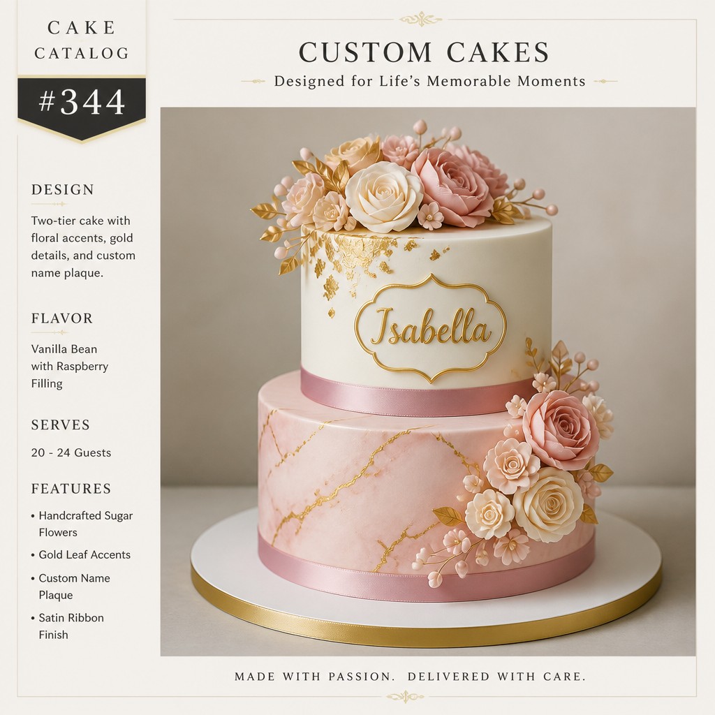 Двухъярусный мраморный торт с сахарными цветами