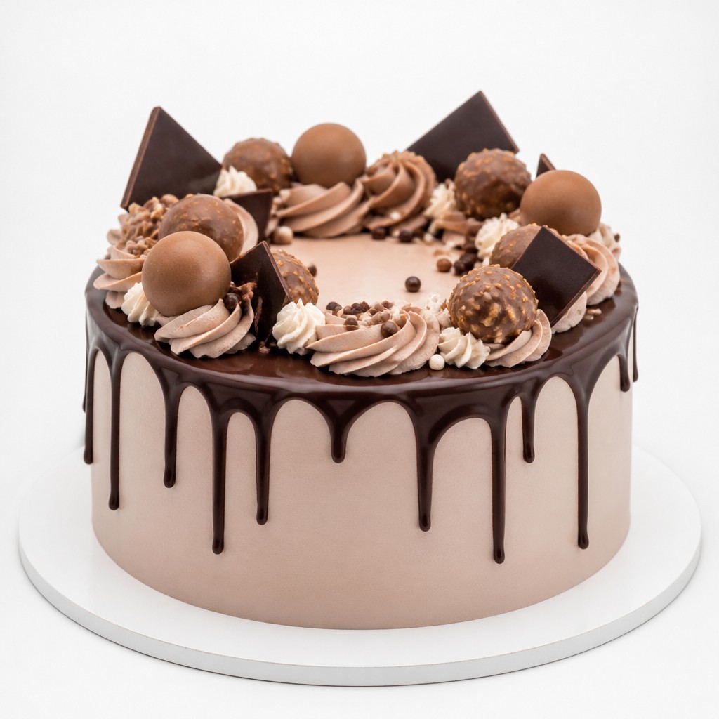 Белоснежный торт с шоколадным декором