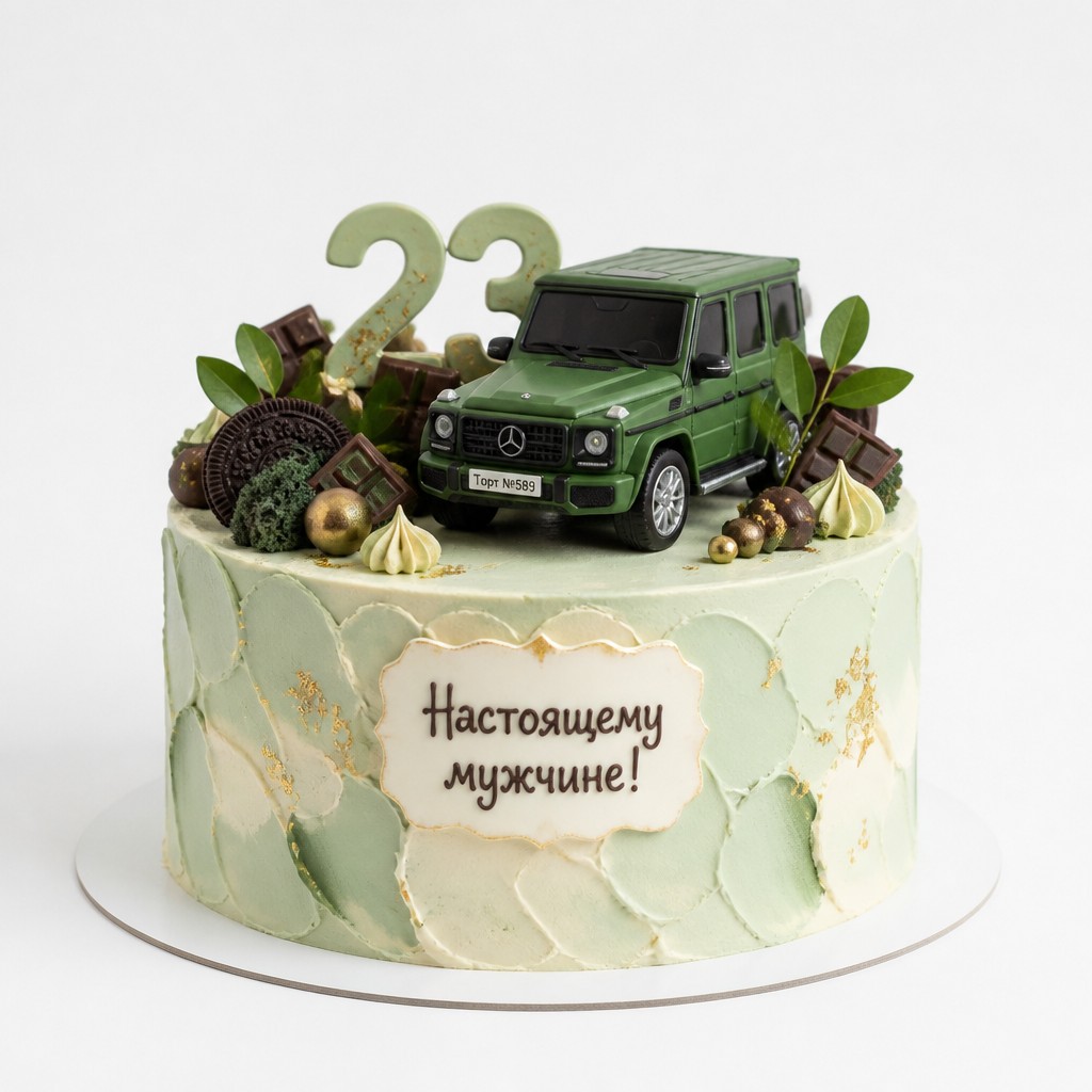 Торт с Mercedes G-Wagon и цифрой двадцать три