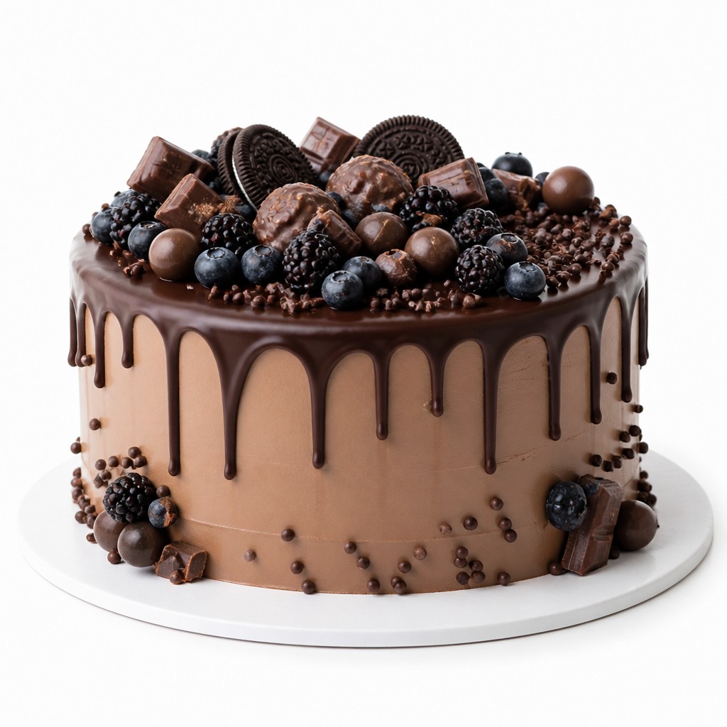 Шоколадный торт с ягодами, Oreo и ganache drip