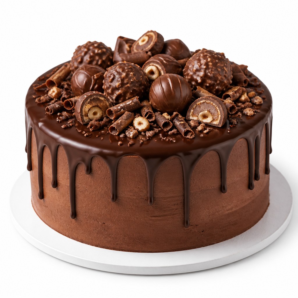 Шоколадный торт с Ferrero Rocher, трюфелями и ганаш drip