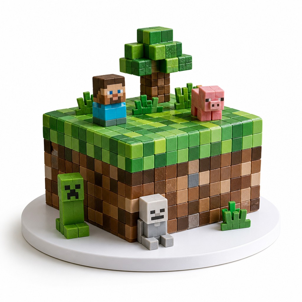 Торт по мотивам игры minecraft