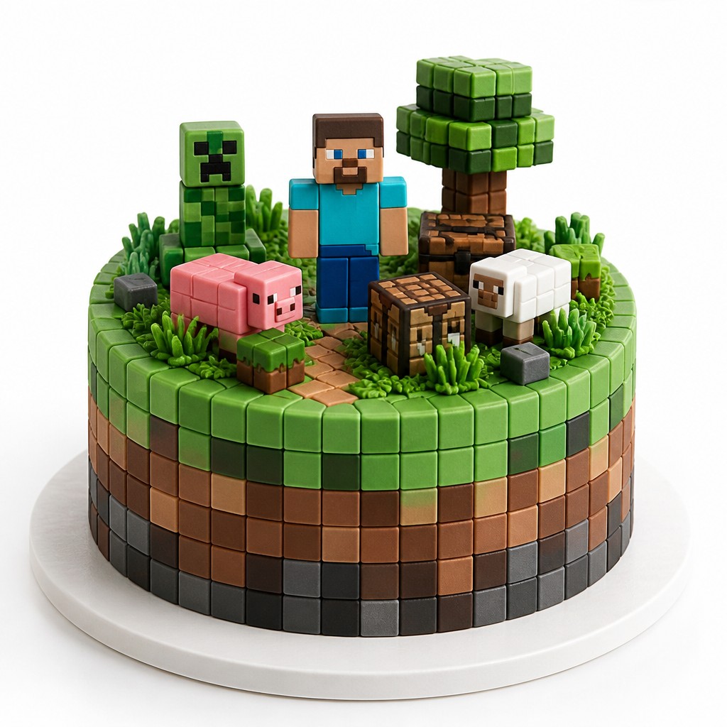 Торт по мотивам игры minecraft