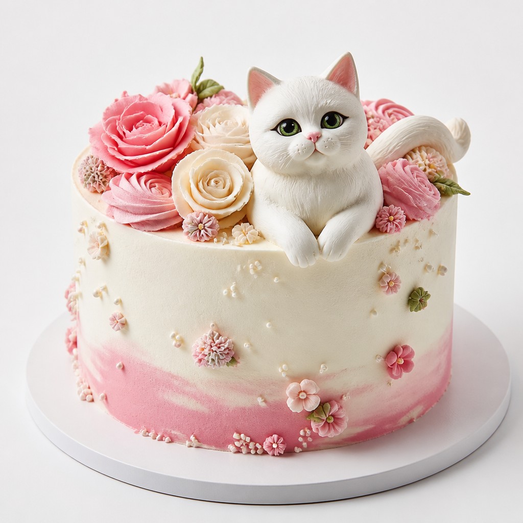 Торт с котиком для любимой бабушки