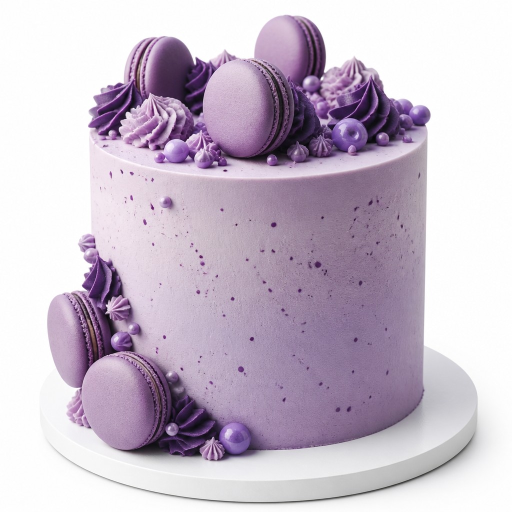 Торт с macarons в фиолетовом цвете