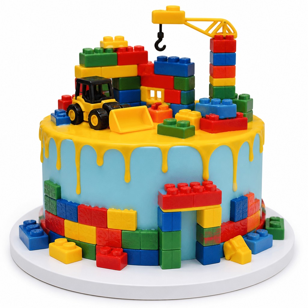 Детский торт строители LEGO для мальчикаа