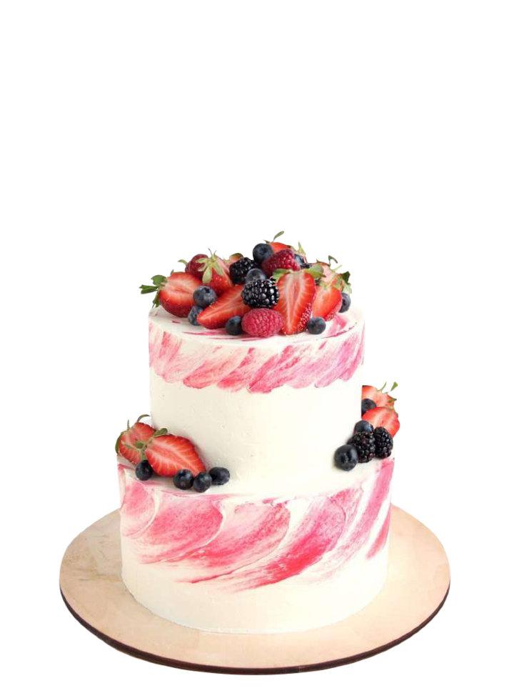 Торт двухъярусный белый ягодная фантазия