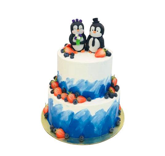 Торт влюбленные пингвины