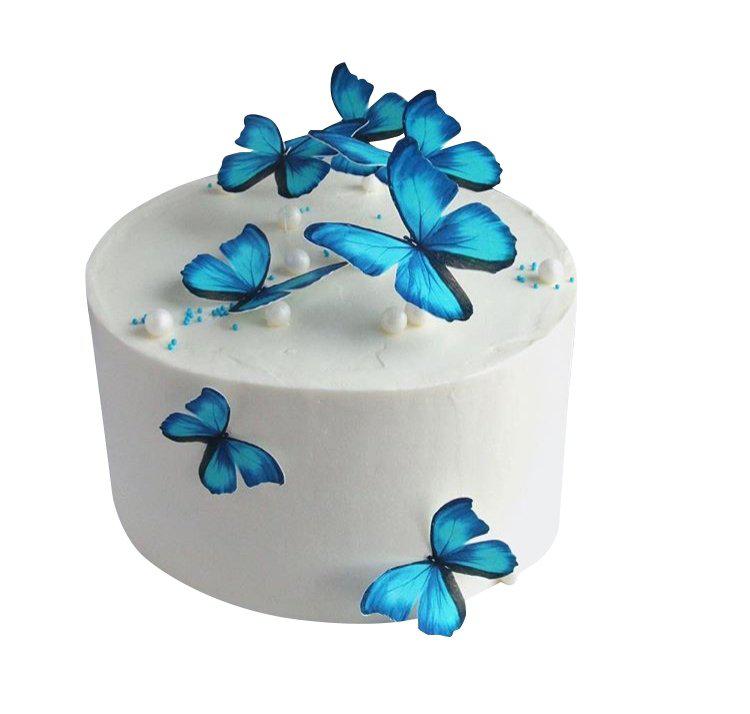 Торт голубые бабочки