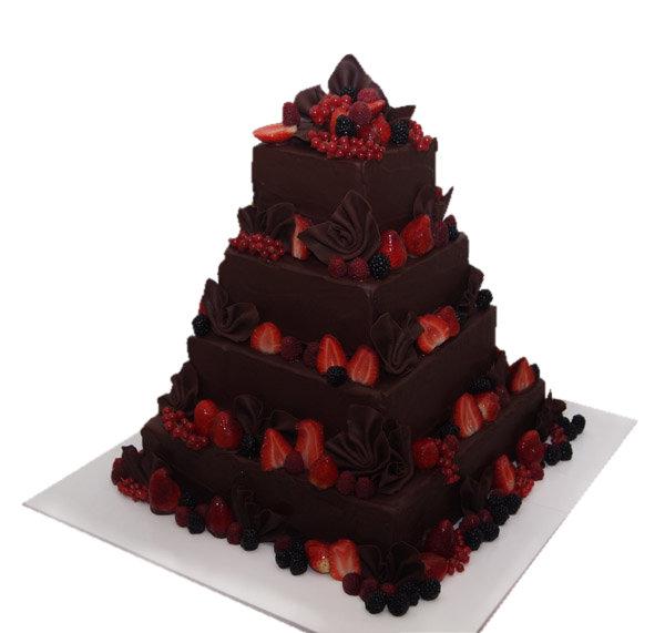 Торт шоколад с ягодами