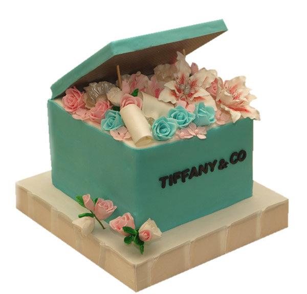 Торт коробка цветов от Tiffany & Co