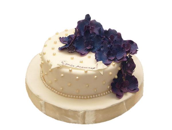 Торт с темными орхидеями на день рождения