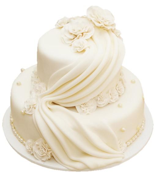 Торт белый с цветами и вуалью