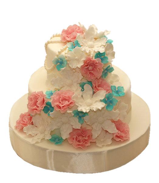 Торт нитка жемчуга с цветами