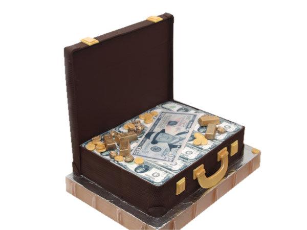 Торт с фото чемодан денег и слитки золота