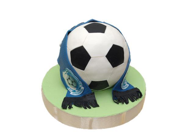 Торт футбольный мяч с шарфом фаната