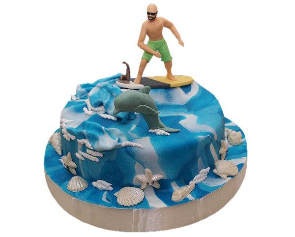 Торт серфер с дельфином
