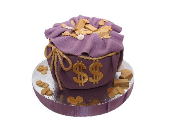 Торт в виде мешка с деньгами