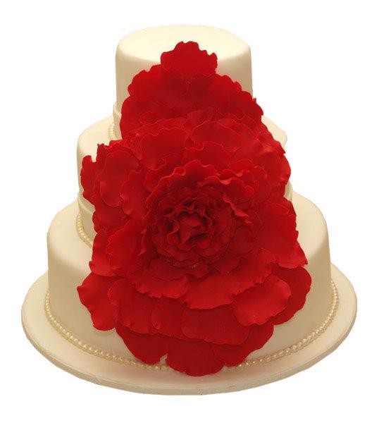 Широкий выбор красно-белых тортов на свадьбу. Фотогалерея работ