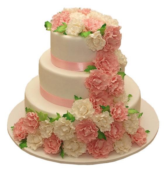 Торт с розовыми лентами в цветах