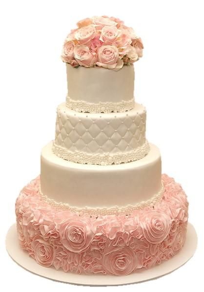 Торт свадебный бело-розовый