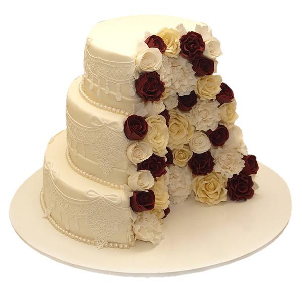 Торт свадебный цветущий разрез