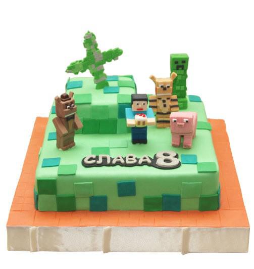 Торт именной на 8 лет герои Minecraft