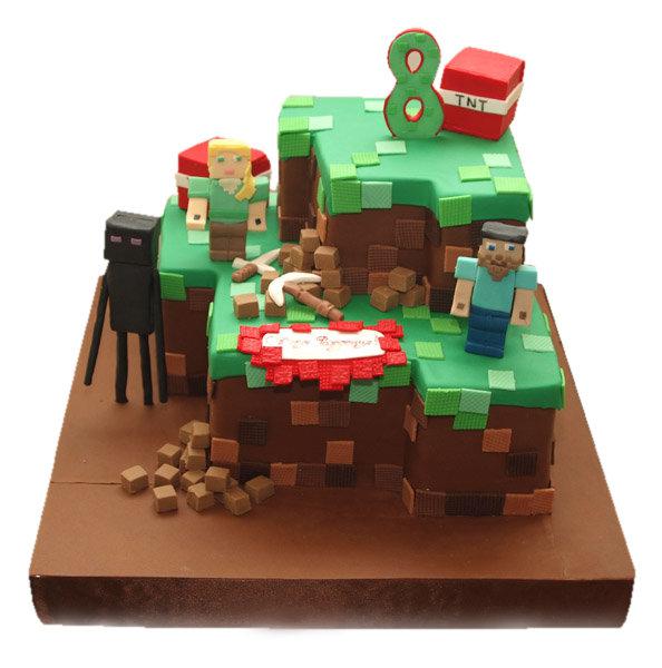 Торт на 8 лет раскопки Minecraft