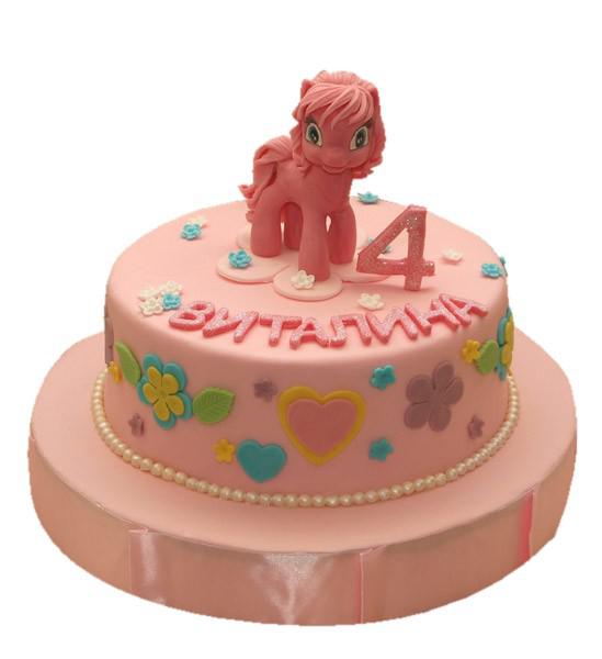 Торт розовый пони на 4 годика