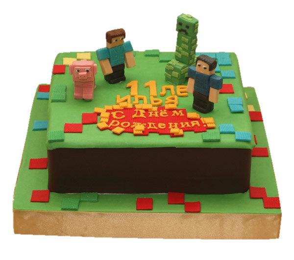 Торт на 11 лет для мальчика по мотивам Minecraft