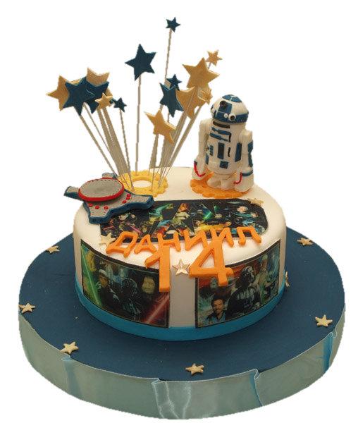 Торт салют с R2-D2 на 14 лет для мальчика