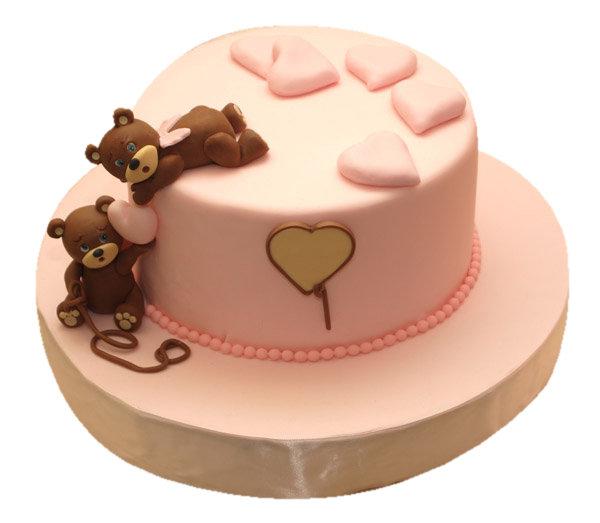 Торт плюшевые мишки с сердечками