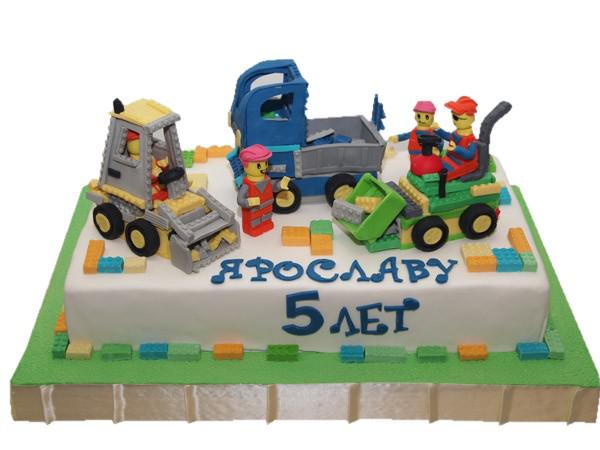 Торт строители LEGO для мальчика на 5 лет