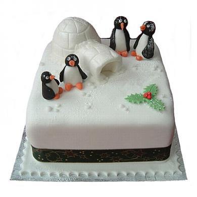 Торт семья пингвинов